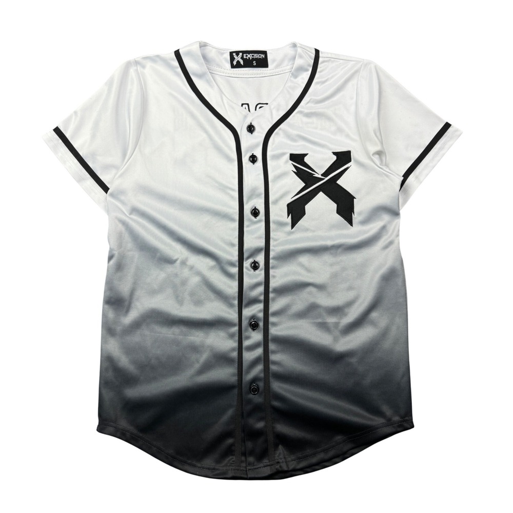 Excision Headbanger Baseball Jersey Men Small White Black EDM Rave Festival